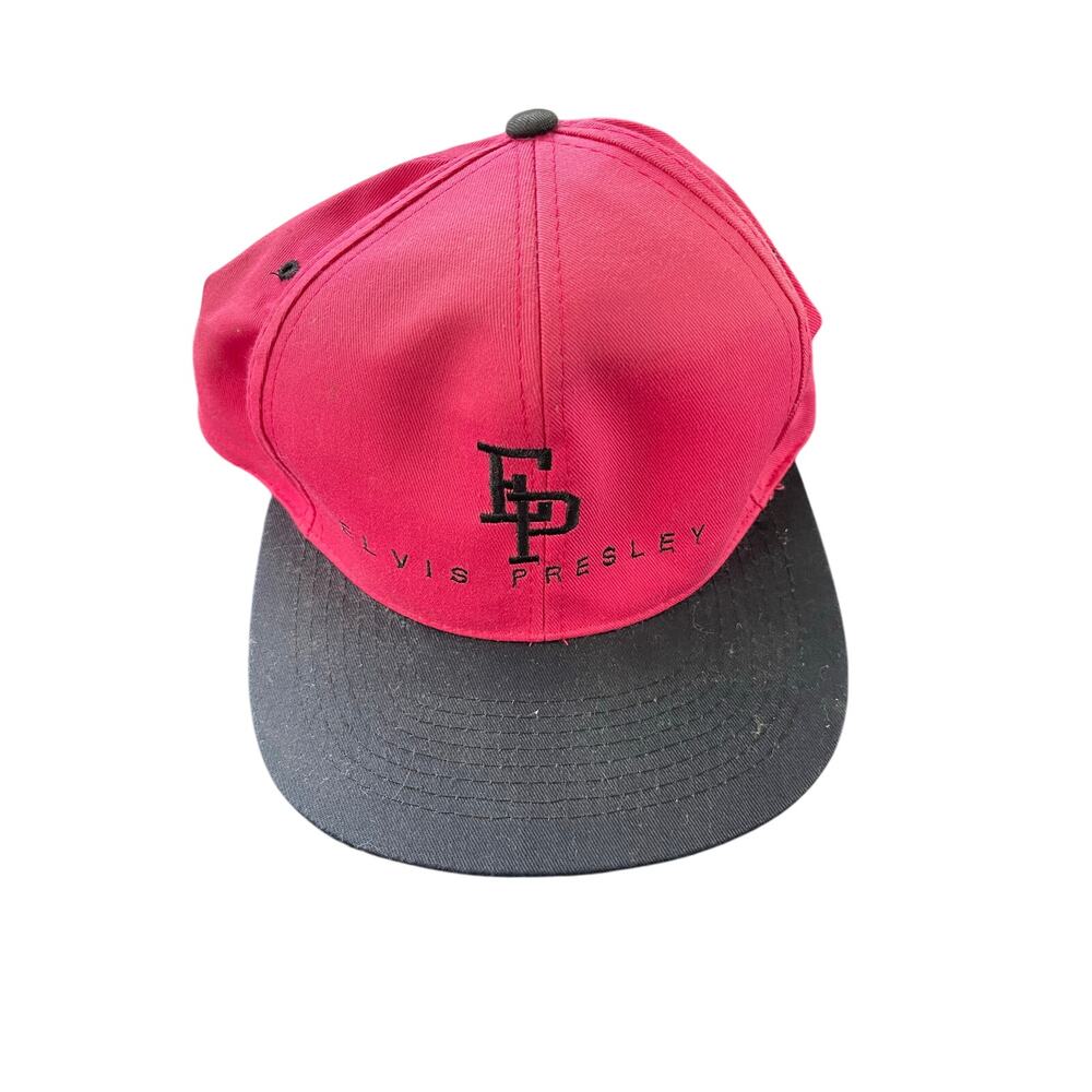 Vintage SnapBack Elvis Presley Hat J Hats Pink/Black-NOS